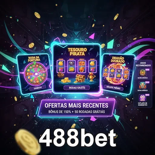 Imagem promocional do site 488bet mostrando opções de apostas esportivas e jogos de cassino na página inicial